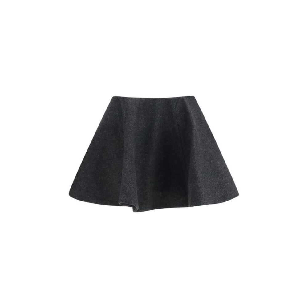 Ganni Gray Wool Oves Aries Midi Women's Skirt